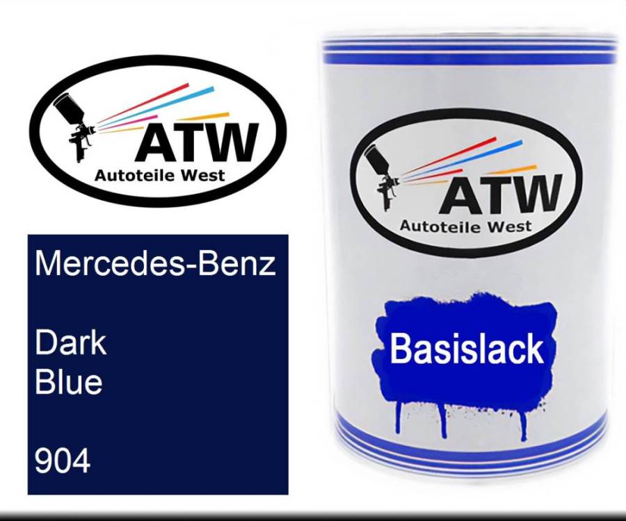 Mercedes-Benz, Dark Blue, 904: 500ml Lackdose, von ATW Autoteile West.